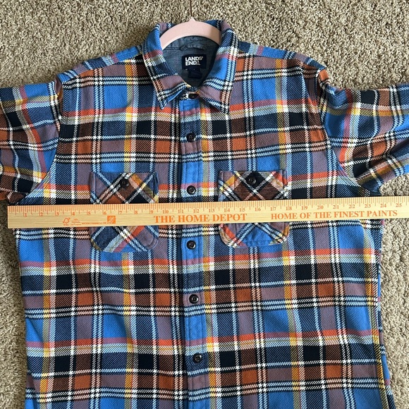 LANDS' END Men's Traditional Fit Plaid Flannel Button Down L 42-44 CabinCore - Picture 4 of 11